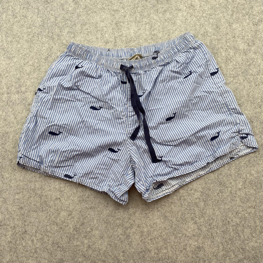 L.L.Bean Shorts Womens S (25x4) Blue Stripe Whale Embroidered Drawstring
